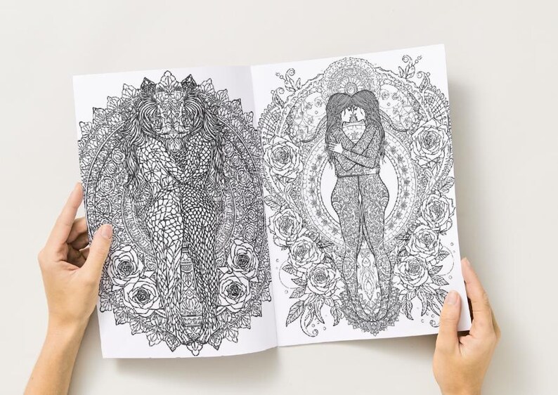 Anxiety Relief Coloring Book PDF | Couple Art | Zentangle Mandalas for Stress Release, Body Awareness & Emotional Calm | Instant Download image 11