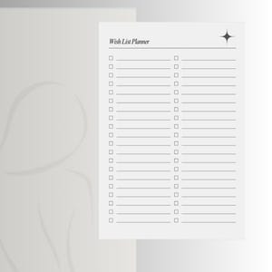 Minimalistischer Wunschlisten-Planer, leere To-Do-Liste, Tagesplaner PDF, Aufgaben-Tracker, sanfte Listenvorlage, eine Seite ausfüllbare Agenda, Checkliste