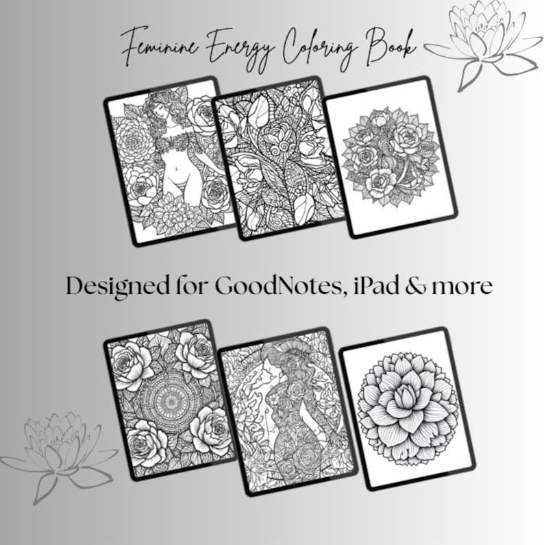Zentangle Coloring Book PDF | Mindful & Feminine Designs | Lotus Mandalas, Floral Goddesses, Empowering Art | Instant Digital Download image 10