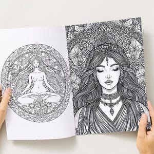 Libro para colorear de la energía femenina sagrada en PDF / Diosas divinas, mandalas y arte para la meditación / Descarga digital instantánea imagen 12