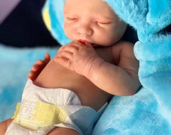 Reborn Baby Full Body Silicone Baby Doll – 21&quot; Newborn Size – Drink and Wet System, Bottle and Birth Certificate – Ready for Adoption