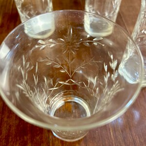 Etched Flotal Tulip Shaped Drinking Glasses Set of 5 image 6