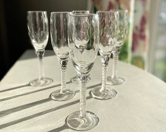 Swirl Stemmed Wine Spritzer / Champagne / Wine Glasses - Set of 6