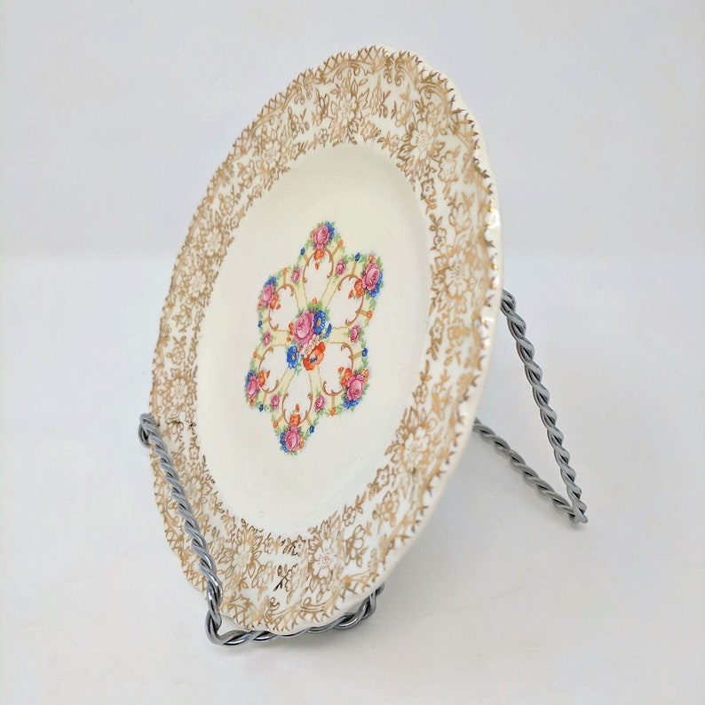 Set of 8 Fortune K-S518 Warranted 22K Gold Filigree Small Salad Plates Sebring Pottery Co