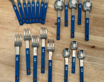 Blue Anchor Nautical Flatware - Set of 21