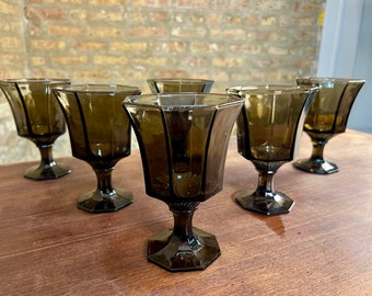 Dark Amber Drinking Goblets - Set of 6