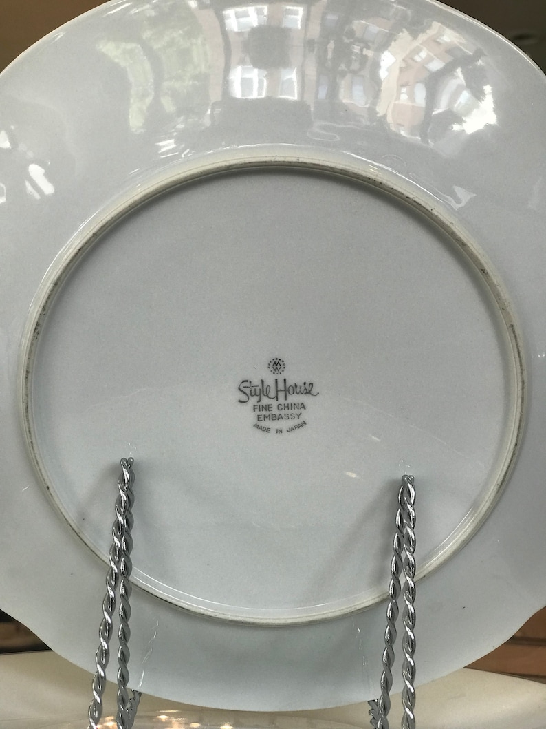 Silver Edged Dinner Plates Embassy by Stylehouse Set of 11