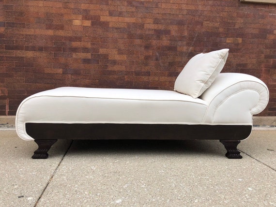 Late 1800s Victorian White Upholstered Fainting Couch Chaise Etsy