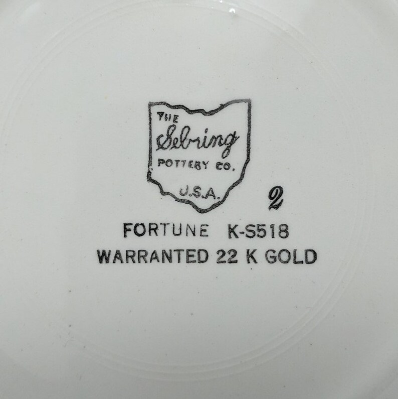 Set of 8 Fortune K-S518 Warranted 22K Gold Filigree Small Salad Plates Sebring Pottery Co