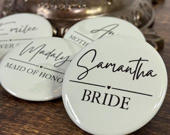 Bridal Party 2.25” Pinback Buttons – Personalized Wedding Party Pins, Bachelorette & Bridal Shower Buttons, Bridesmaid Proposal Keepsake