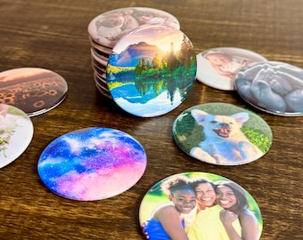 Custom Photo Magnets, Personalized Fridge and Locker Magnets, 2.25 Inch Round Photo Magnet, Custom Photo Gift, Button Magnets