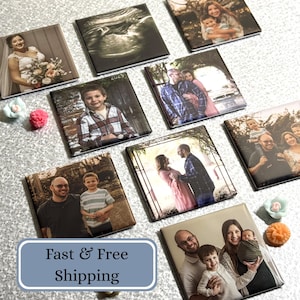 Custom Photo Magnets 2x2&quot;: Personalized Square Hardback Fridge Magnet Set Picture Magnet Gift Wedding Favors, Pet Photos, Memory Keepsake