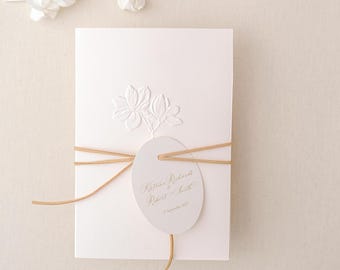 Elegant Wedding Invitation with 3D Floral Emboss – Minimal, Timeless & Romantic