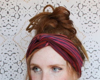 Boho Headband, Purple Turban Twist Hair Scarf, Head Band Dreadlocks Workout Hair Band Turband