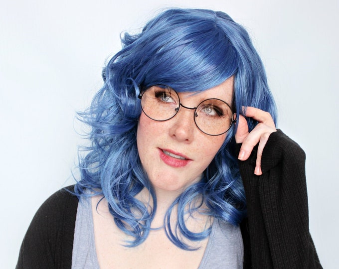 8. Drag Queen Blue Curly Hair Wig Cap - wide 9