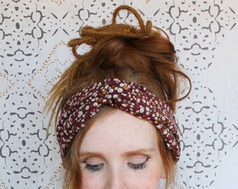 Floral Headband Turban Twist Hair Scarf, Boho Head Band Dreadlocks Workout Hair Band Turband