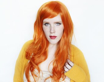 Ginger Orange wig | Halloween wig | Wavy Orange wig with bangs | Scene wig, Cosplay wig | Tango Spice