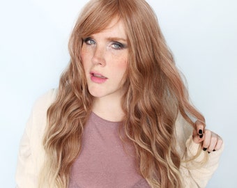 Long Blonde Wig · Wavy Mermaid Hair Piece Glueless Unit with Bangs