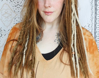 Strawberry Blonde Dreadlocks, Ginger Red SE Single Ended Loop or Clip in Synthetic Locs Extensions