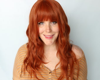 Long red wig, auburn wig, wavy auburn wig, wavy red wig, redhead wig, ginger wig -- Autumn Leaves