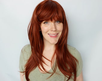 Auburn wig, long red wig, straight red wig, redhead wig -- Lucky
