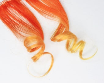 Orange Hair Extension, Human hair extension, clip in extension --Flickering Flame