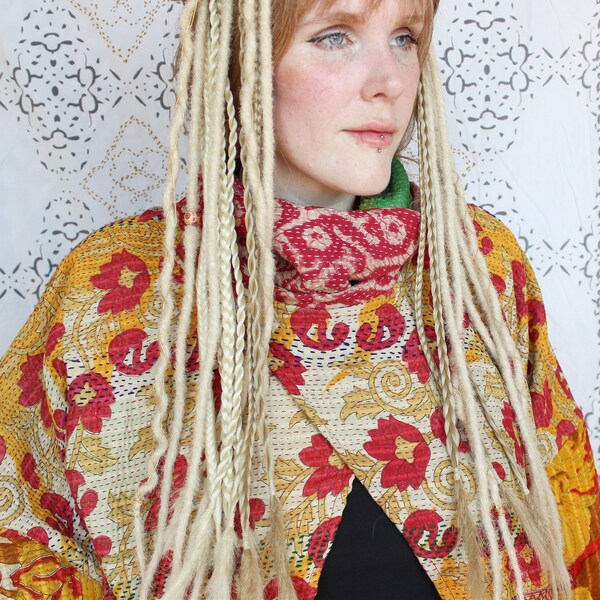 Light Blonde Dreadlocks, SE Single Ended Loop or Clip in Synthetic Locs Extensions