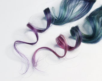 Blue Human Hair Clip In Extension, Mermaid blue purple extension, Boho hair accesories, festival hair, clip in extension -- Arctic Sunset