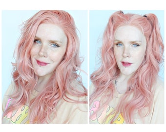 Pink Lace Front Wig · Lolita Pastel Wavy Long Hair -- Carousel Dreams