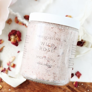 Wild Rose Body Scrub, Mother's Day gift, gifts for mom, 100% natural and vegan body scrub