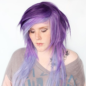 Purple Scene Wig, Scene Emo wig, Straight purple wig, long purple wig Moon Crystal image 2