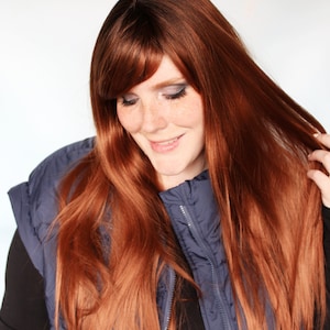 Straight red wig, auburn red wig, long red wig, brownish red wig -- Penny