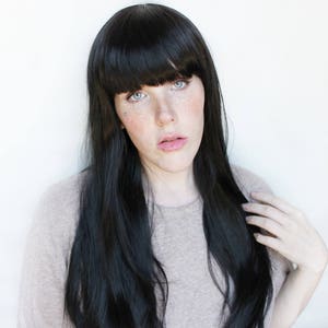 Long Black wig | Straight Black wig, Egyptian wig, Halloween wig | Goth Emo Costume wig, Cosplay wig | Black Wolf