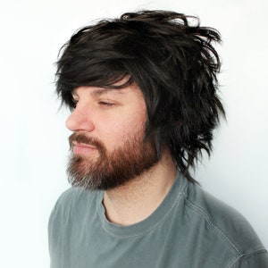Short black wig, men&#39;s wig, emo wig for men -- Coal