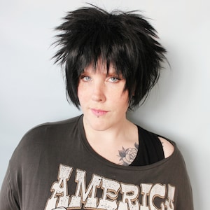 Short Black Wig, Emo wig, Unisex wig - Men&#39;s wig, Spiky wig -- Moto Night