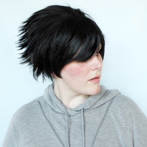 Short black wig, black emo wig, men&#39;s wig, unisex wig, scene emo wig -- Raven&#39;s Call