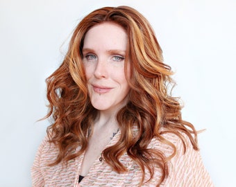 Auburn Red Lace Front Wig · Wavy Curly Strawberry Blonde Ginger with Blonde Highlights Middle T Part