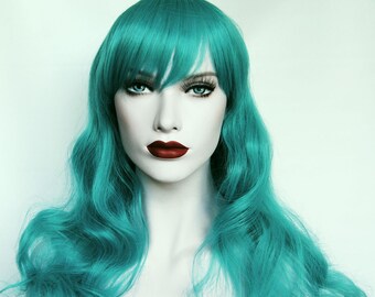 Dreadlock Wig Blue Teal Greenish Blue Straight Long Etsy