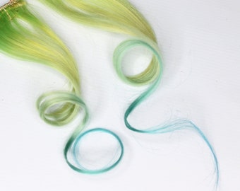 Green Clip In Extension, Human Hair extension, Boho hair accesories, mermaid hair, cosplay -- Palm Beach