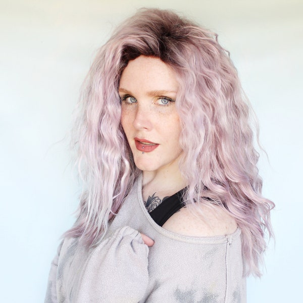 Purple wig, pastel wig, wavy purple wig, long purple wig -- Lilac Moon Petals