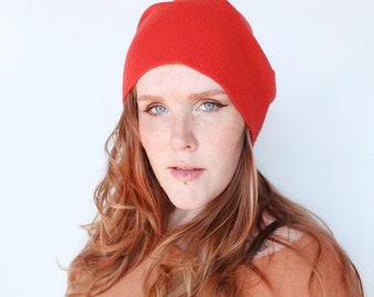 Orange Cashmere Hat Cashmere Beanie Hat 