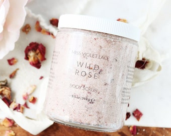 Wild Rose Body Scrub, Mother's Day gift, gifts for mom, 100% natural and vegan body scrub