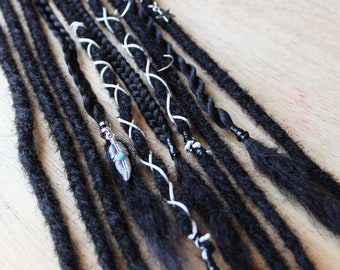 Black Dreadlocks, SE Single Ended Loop or Clip in Synthetic Locs Extensions