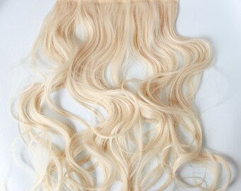 Blonde clip in hair extension, wide clip in extension, synthetic hair extension