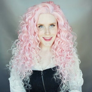 Lace front pink wig, pastel wig, ombre wig, scene wig -- Cotton Candy Heart