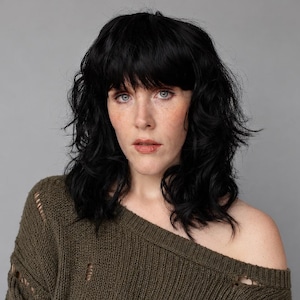 Black Shag Wig · Wavy Long Synthetic Hair Wig with Bangs · Ravenwood