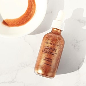 Bronze Shimmer Oil, coconut copper shimmer body oil, natural and vegan