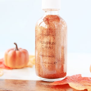Pumpkin Spice Shimmer, Autumn body oil, fall chai body oil moisturizer, natural & vegan image 4