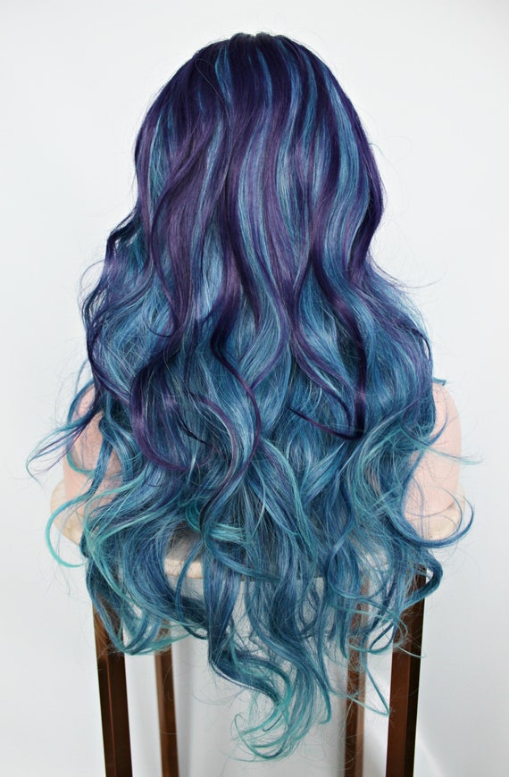 Long Blue Wig Scene Wig Wavy Blue Wig Ocean Dreams - Etsy Long Blue Wig Scene Wig Wavy Blue Wig Ocean Dreams - Etsy