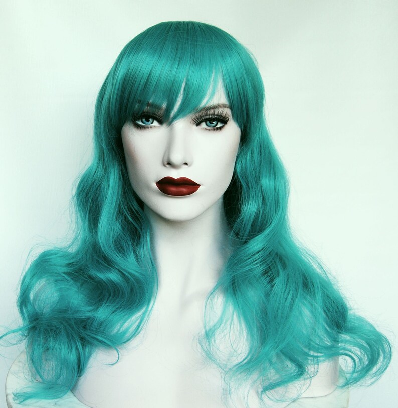 Green Wig Green Hair Green Scene Wig Cosplay Wig Teal Wig Etsy